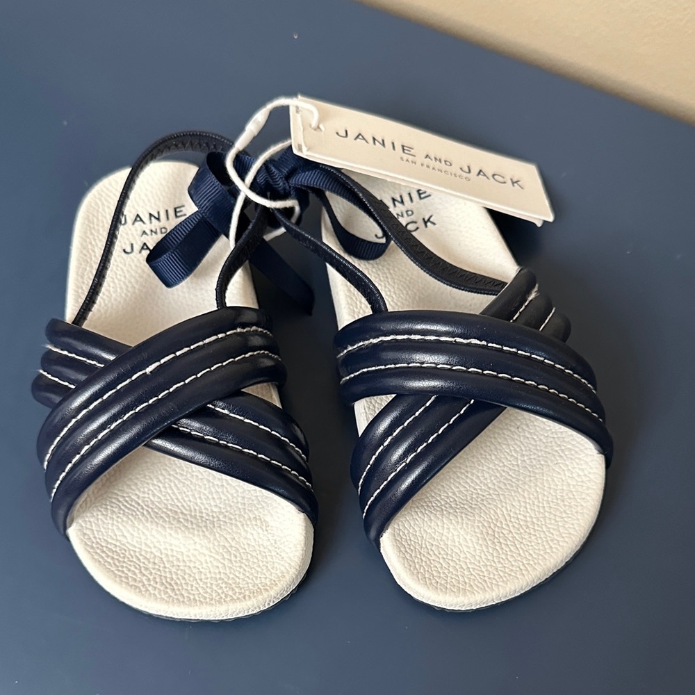 Janie and Jack Navy and White Kids Sandals